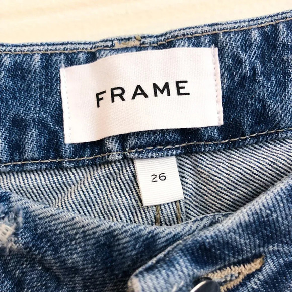 FRAME Le Mini Boot Leg Distressed Mid Rise Medium Wash Denim Jeans 26 NWT - Picture 7 of 13